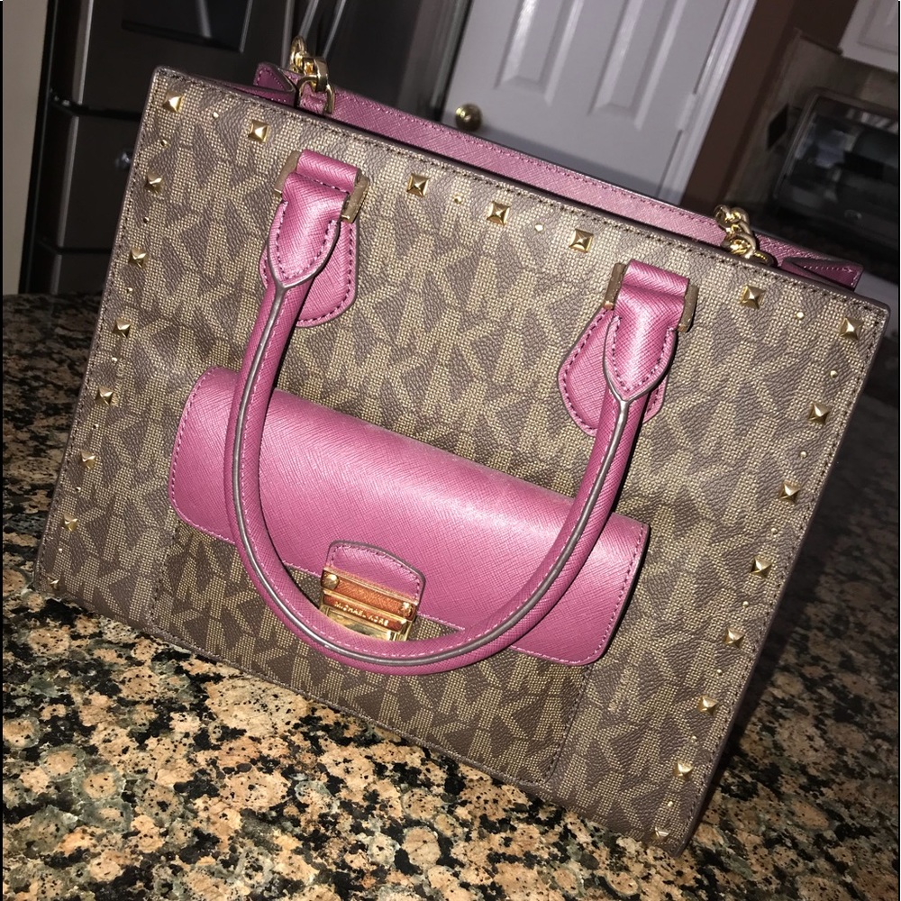 Burgundy and brown Michael Kors purse